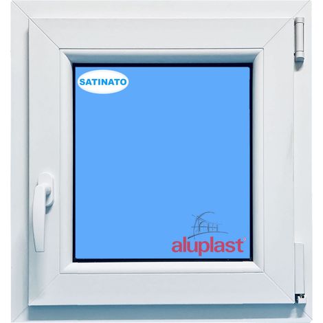 Finestra in PVC L600 mm x H700 mm Bianco, Oscillo-battente Apertura Destra Vetro Satinato (1/6)