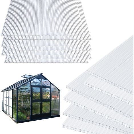 Jiubiaz 10x Polycarbonat Hohlkammerplatten 8mm Transparent Hohlkammerstegplatten UV-Beständigen Für Gewächshaus Carports (1/5)