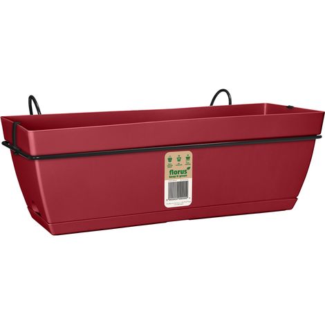 Florus Paris Balcony Trough Set 50 Deep red Fioriera Rettangolare (1/2)