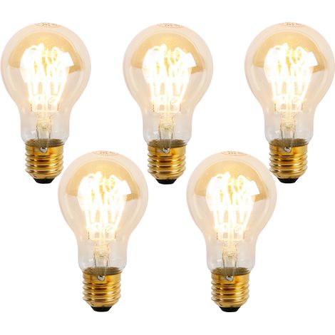 LUEDD Set di 5 lampadine a spirale LED E27 dimmerabili A60 Goldline 4W 270 lm 2200K