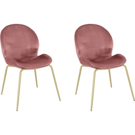 Rafael-Pack de 2 chaises en laiton rose velours
