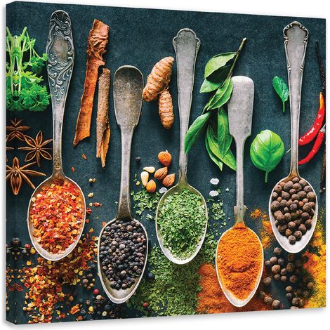 Image sur toile, Herbes, épices pour la cuisine - 30x30 (1/5)