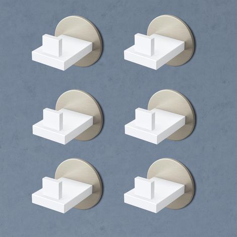 doporro Gancho de Pared Simple de Acero Inoxidable 304, Antióxido y Antideslizante, Instalación sin Taladros o con Tornillos, Níquel Cepillado, 6 Unidades, Stalo-08