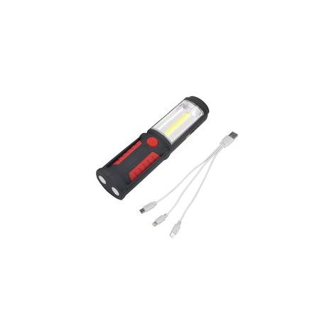 Freihändige, wiederaufladbare LED-Taschenlampe, 3 W, 2-in-1-COB-LED-Handtaschenlampe für Camping/Wandern/Auto/Garage/Werkstatt, zwei Beleuchtungsmodi, Rot - Crezuo