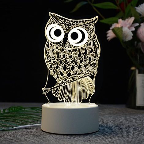 3D-Eulen-Nachtlicht, Dekoratives Eulen-Nachtlicht, USB, Monochrom (1/4)