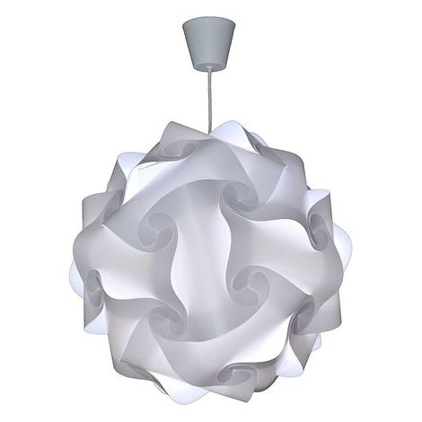 Lustre à suspension Ø30 cm blanc – Abat-jour en polypropylène incassable – Câble réglable 60 cm – Ampoule LED E27 12W incluse (1/3)