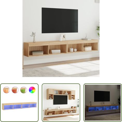 LED-Leuchten - TV-Schränke mit LED-Leuchten 2 Stk. Sonoma-Eiche 100x30x30 cm (1/5)