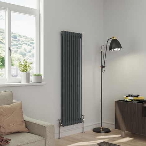Warmehaus Traditional Double Column Anthracite Radiator Cast Iron Style Radiators 1500x470mm
