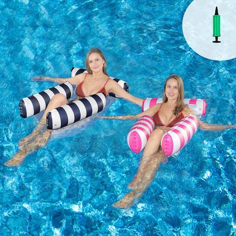 2er-Set Pool-Hängematten, aufblasbare Poolmatratzen, 4-in-1 schwimmende, neigbare Hängematte, Wasserhängematte, aufblasbare Bojen und Matratzen, aufblasbares Poolzubehör (1/5)