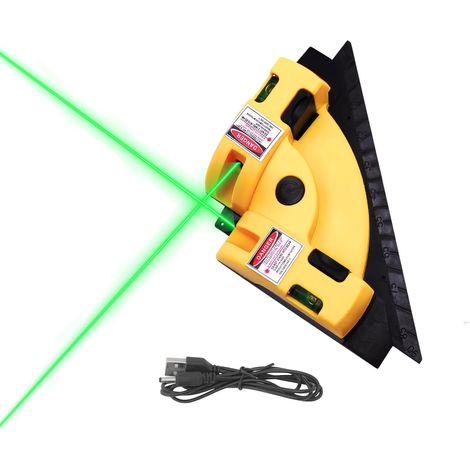 Niveau Laser à Angle Droit de 90 Degrés, Outil de Niveau Jauge de Ligne de Nivellement de Faisceau Vert Visible Vertical Horizontal pour la Pose Au Sol Avec Batterie Intégrée (1/5)