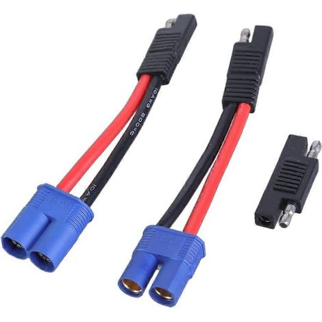 1 jeu de câbles d'alimentation EC8 mâle et femelle vers SAE, fil silicone 10 AWG avec adaptateur