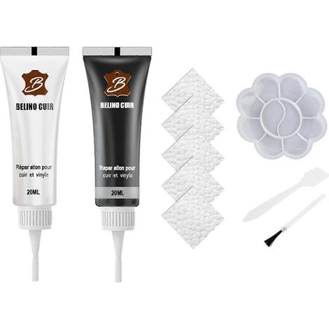Kit de réparation pour cuir et vinyle - Kit de réparation pour cuir noir et blanc pour meubles - Gel réparateur imperméable multi-usages (1/5)