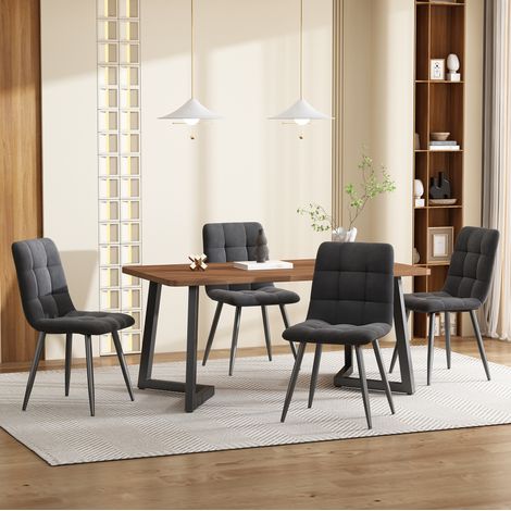 Set tavolo e 4 sedie 117 x 68 x 75 cm, MDF effetto noce DESVIAE (1/5)