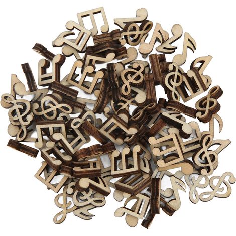 100Pcs Music Notes Wooden Cutouts Unfinished Durable Sturdy Polishing Fashion Vintage Musical Note Wood Pieces (1/5)
