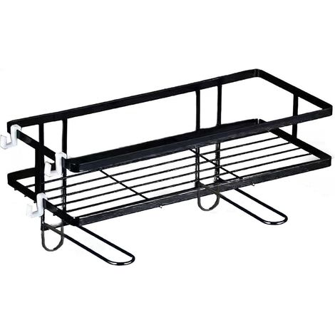 Étagère de rangement multifonctionnelle pour salle de bain, étagère de rangement au-dessus des toilettes, étagère murale, monocouche noire (1/5)