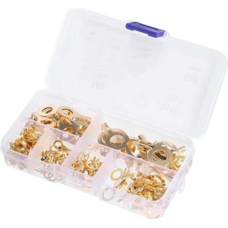 Anneau Bornes Trousse, 150pcs 8 Types Cuivre Fil Cosses Sertissage Fil Connecteur Œillets Câble Connexion Pince pour Industriel Électrique Batterie (1/5)