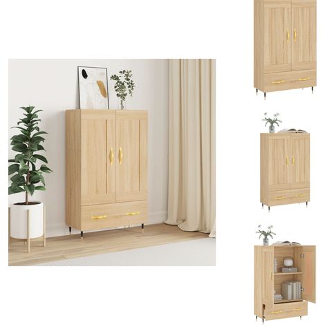Highboard Sonoma-Eiche 69,5x31x115 cm Holzwerkstoff - Sideboard - Hochschrank - Wohnzimmermöbel - Eichefarben - Holzwerkstoffmöbel (1/5)