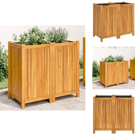 Jardinière avec doublure 84x42x75 cm bois massif d'acacia - Jardinier - Pot De Fleurs - Acacia - Extérieur - Balcon (1/5)