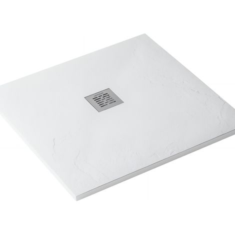 Receveur de douche en pierre naturelle découplable SANINDUSA STONIT Marina 120x80 effet relief SCHISTE antiglisse C3+bonde couleur blanc