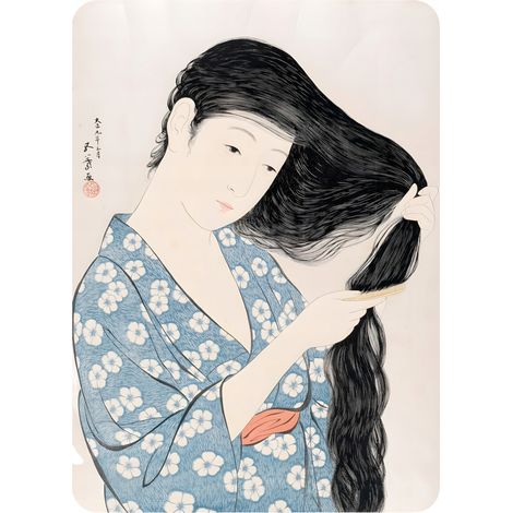 Magnete da frigorifero Hashiguchi Goyō 7x5 Giappone Ukiyo-e (1/2)