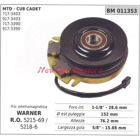 Elektromagnetische Kupplung warner rasenmäher mäher cub cadet 011353