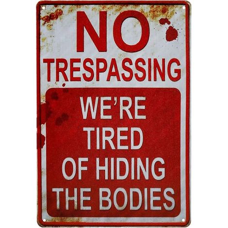 Funny No Trespassing Metal Sign, Vintage Tin Sign, Rustic Warning Plaque for Home, Yard, Garage, Bar Decor, Humorous Wall Art (1/4)