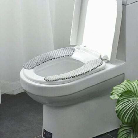 Paar graue WC-Sitzbezüge, dicke WC-Sitzbezüge für das Badezimmer, dicke, warme, selbstklebende Kissen für den Winter, tragbar, waschbar und wiederverwendbar