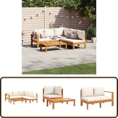 Salon de jardin avec coussins 4 pcs bois d'acacia massif - Ensemble Salon De Jardin - Canapé Extérieur - Meuble De Jardin - Salon De Jardin Acacia - Mobilier De Jardin
