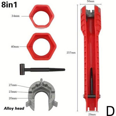 1 Pc 8 En 1 Installateur De Robinet D'évier, Clé De Robinet Multifonction, Clé Magique, Outil De Plomberie D'évier (1/4)