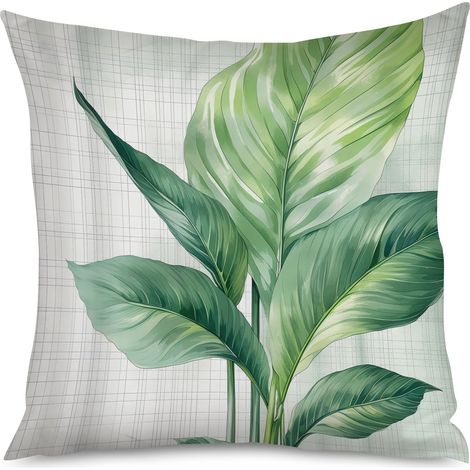 Housse de coussin avec feuilles de philodendron, 60x60 cm (1/5)