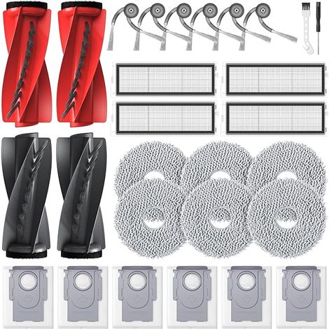 Repuestos para Roborock Qrevo S5V Curv Edge Edge S5A Curv S5X: 2 cepillos principales, 6 mopas, 6 bolsas para polvo, 4 filtros HEPA, 6 cepillos laterales, 2 herramientas. (1/5)