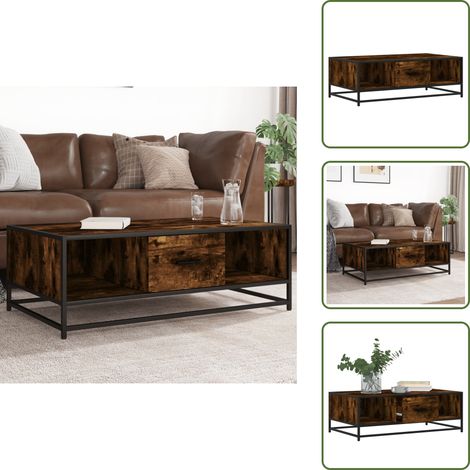 vidaXL Couchtisch Räuchereiche 100x57x35 cm Holzwerkstoff und Metall (1/5)