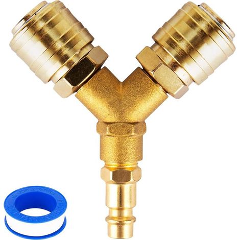 Répartiteur rapide pour tuyau d'air 1/4 pouce — Distributeur d'air comprimé à double port et connecteur de commutation (1/5)