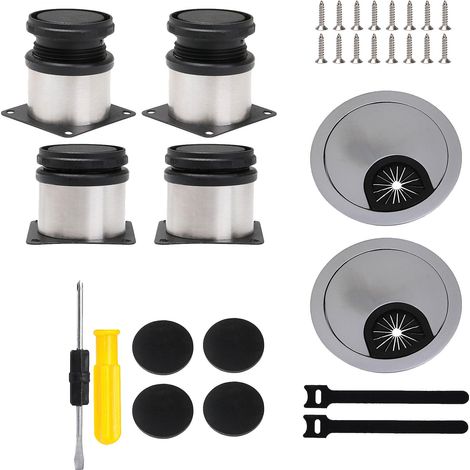 Ensemble de 6 pieds de canapé réglables en hauteur, de 5 à 6,5 cm, avec kit de cache-câbles (1/5)