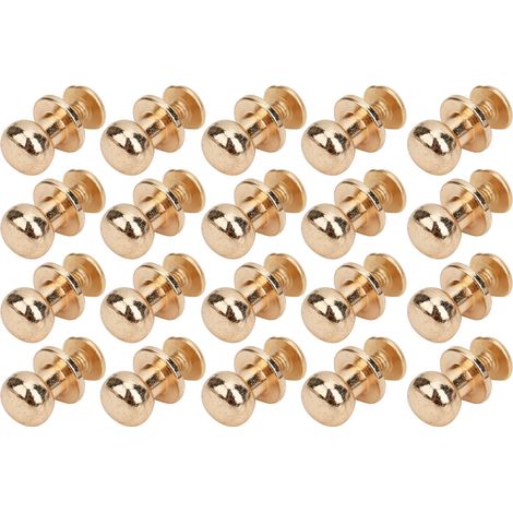 Lot de 20 rivets à tête ronde en cuivre 9x8mm pour accessoires de chaussures en cuir DIY, or 9x8mm. (1/5)