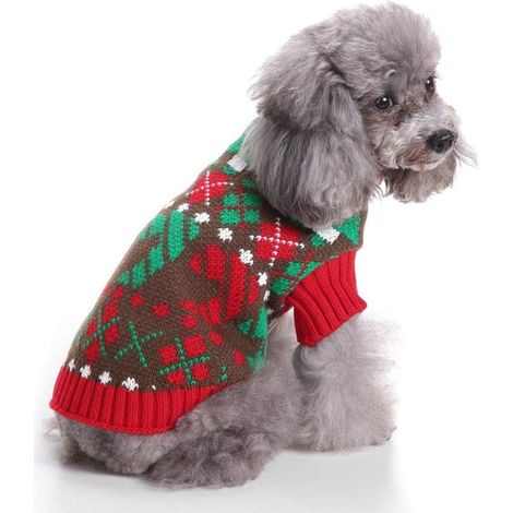 Plus de décorations de Noël, pull d'hiver pour chien - pull de Noël tricoté à imprimé arbre - costume de Noël pour chiens, chiots, chats - XXI. (1/5)