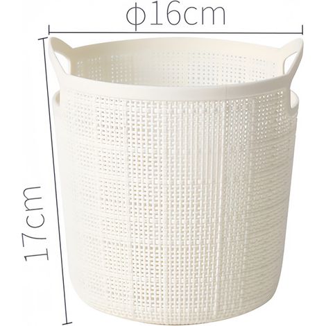 Panier Linge Plastique Blanc 16x17cm, Maille Poignée (1/4)