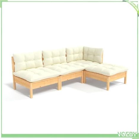 Salon de jardin - FAFEICY - 3096298 - Bois de pin massif - Modulaire 4 pcs - Coussins crème (1/5)