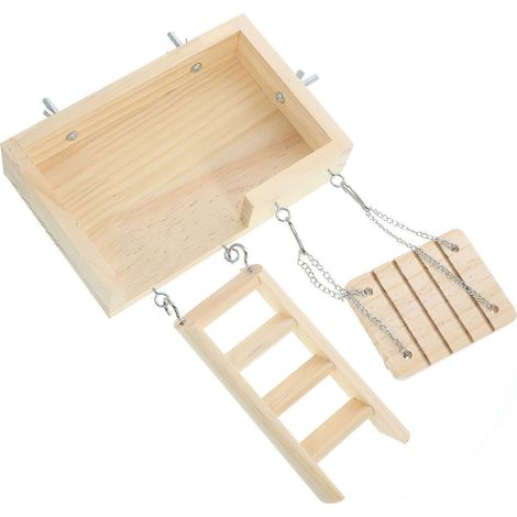 Jouets pour hamsters en bois, plateforme compatible, échelle et balançoire, compatible avec les petits animaux, 1 ensemble durable et amusant (1/5)
