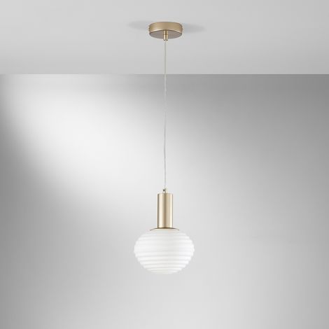 Lámpara colgante moderna dorada con luz esférica blanca Ripple (1/2)