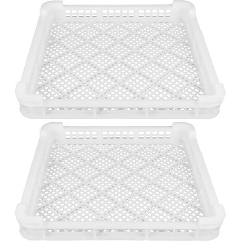 Lot de 2 plateaux de conservation réutilisables - Paniers de congélation empilables - Plateau de service froid - Panier de congélation en maille pour la préparation des repas, la cuisine (1/5)