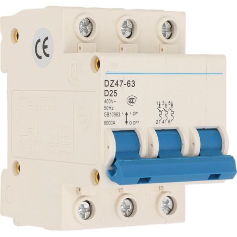 Disjoncteur automatique 3P 25A DZ47 63 pour bâtiment de bureaux, boîtier ignifugé 400V (1/5)