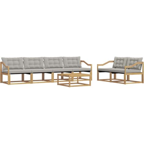 Outdoor-Sofagarnitur 7 stk. 6-Sitzer Weiß und Hellgrau vidaXL (1/5)