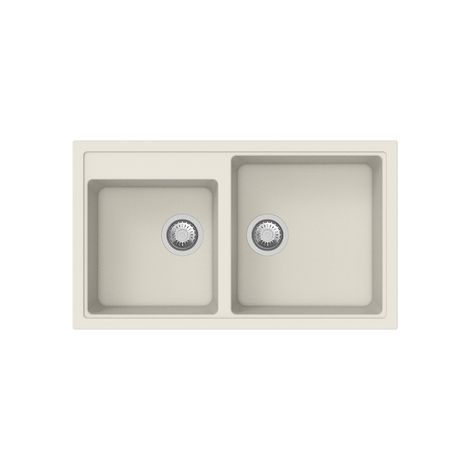 Lavello 86 cm da incasso in sintetico effetto granito due vasche Bianco