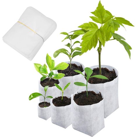 JSSEVN - 600pcs Biodegradable Seedling Bags, Nursery Bags, 6 Sizes, Non-Woven Planting Bags for Growing Potatoes, Tomatoes, Garden Plants (1/5)