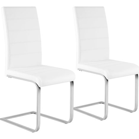 WOLTU Set di 2 Sedie per Sala da Pranzo. Sedie da Cucina Moderne con Schienale Alto. Sedie Cantilever Imbottite Ergonomiche per Soggiorno. Ufficio. in PU. Bianco (1/5)