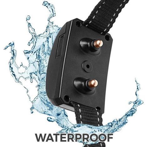 Noir-Collier Anti-aboiement Chien - 3 Modes Choc Électrique/Vibration/Sensibilité Aide au Dressage Inoffensif Automatique IP65 Batterie Rechargeable Sangle Reflechissant Réglable pour Petit Gros Chien