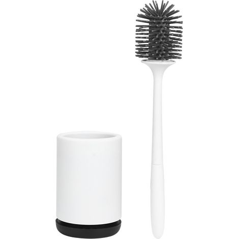 Lot de balai de toilette à long manche pour salle de bain avec support, ensemble d'accessoires de nettoyage posé au sol