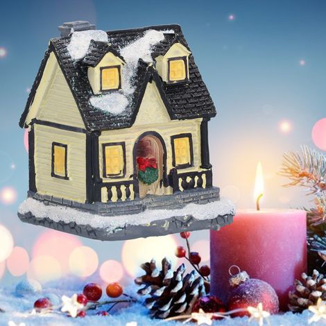 Weihnachtsdorf-Szene, LED-Lichtdekoration aus Kunstharz, Haus, Weihnachtsdorf aus Kunstharz (1/5)
