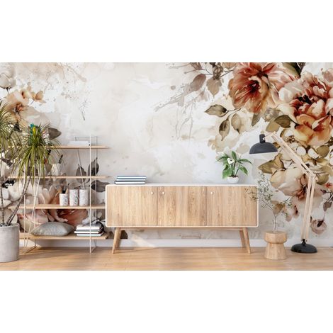 Papier peint fleuri pivoines sepia dantan - 150 x 250 cm (1/2)
